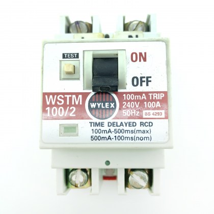 Wylex WSTM 100/2 WSTM100/2 100A 100 Amp 100mA Time Delayed RCD 2 Double Pole Circuit Breaker